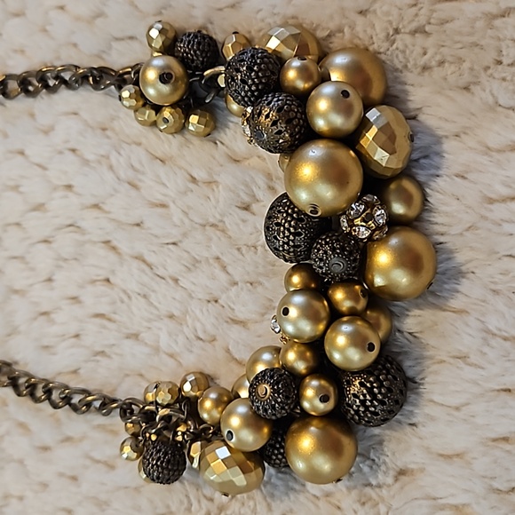 #0176 Vintage SIMPLY VERA WANG RHINESTONE & BEAD CLUSTER Gold Tone Statement - Picture 3 of 7